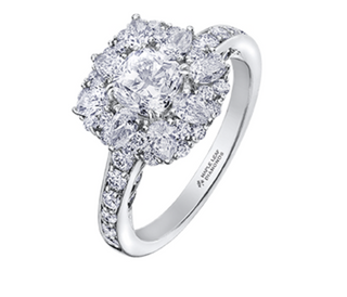 Anillo de oro blanco de 18 quilates/aleación de paladio (hipoalergénico) de 1,50 a 2,31 quilates con halo de diamantes de talla cojín
