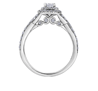 Anillo de diamantes con doble halo en forma de cojín de 1,00 quilates (hipoalergénico) en oro blanco de 18 quilates y aleación de paladio