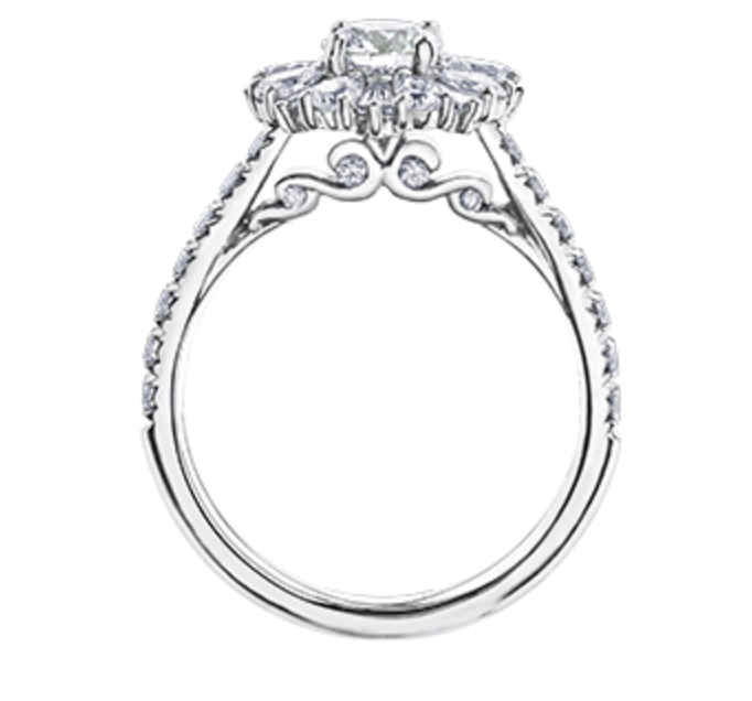18K White Gold/Palladium Alloy (hypoallergenic) 1.50cttw Round Brilliant Diamond Halo Ring - Gold /