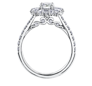 Anillo de oro blanco de 18 quilates/aleación de paladio (hipoalergénico) de 1,50 quilates con halo de diamantes brillantes redondos