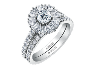 Anillo de oro blanco de 18 quilates/aleación de paladio (hipoalergénico) de 1,50 quilates con halo de diamantes brillantes redondos