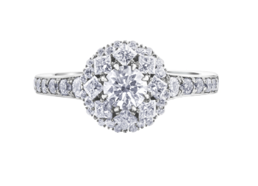 18K White Gold/Palladium Alloy (hypoallergenic) Halo Diamond Ring