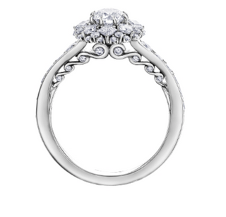 Anillo de diamantes con halo (hipoalergénico) de aleación de paladio y oro blanco de 18 quilates