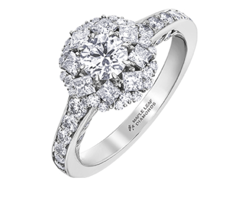 18K White Gold/Palladium Alloy (hypoallergenic) Halo Diamond Ring