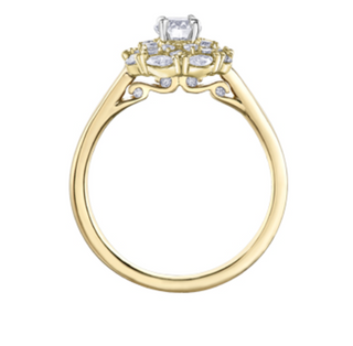 Anillo de oro amarillo de 18 quilates/aleación de paladio (hipoalergénico) de 1,18 quilates con halo brillante redondo y diamante
