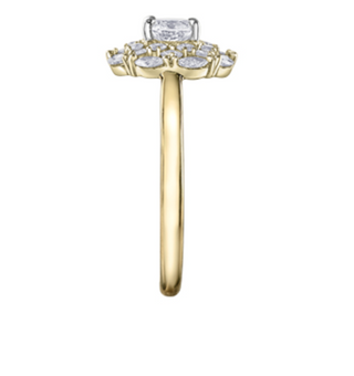 Anillo de oro amarillo de 18 quilates/aleación de paladio (hipoalergénico) de 1,18 quilates con halo brillante redondo y diamante