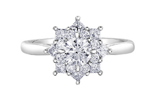 Anillo de oro blanco de 18 quilates/aleación de paladio (hipoalergénico) de 1,15 quilates con halo brillante redondo y diamante