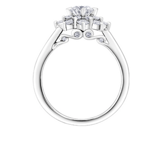 Anillo de oro blanco de 18 quilates/aleación de paladio (hipoalergénico) de 1,15 quilates con halo brillante redondo y diamante