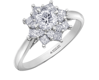 Anillo de oro blanco de 18 quilates/aleación de paladio (hipoalergénico) de 1,15 quilates con halo brillante redondo y diamante