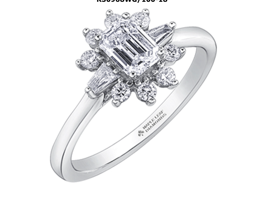 18K White Gold/Palladium Alloy (hypoallergenic) 1.01cttw Emerald Cut Halo Diamond Ring