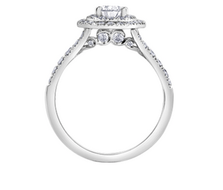 Anillo de diamantes con doble halo en forma de pera de 1,00 quilates (hipoalergénico) en oro blanco de 18 quilates y aleación de paladio