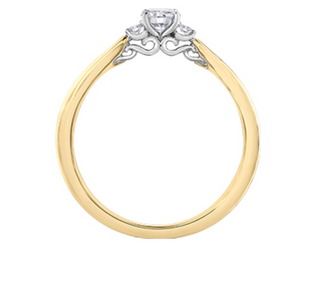Anillo de diamantes de 3 piedras en oro amarillo de 18 quilates y aleación de paladio (hipoalergénico)