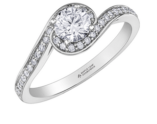 Anillo de diamantes torcidos (hipoalergénico) de aleación de paladio y oro blanco de 18 quilates