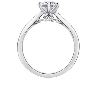 Anillo de diamantes redondos brillantes (hipoalergénicos) en oro blanco de 18 quilates y aleación de paladio