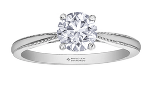 Anillo de diamantes con borde fresado brillante redondo (hipoalergénico) de oro blanco de 18 quilates y aleación de paladio