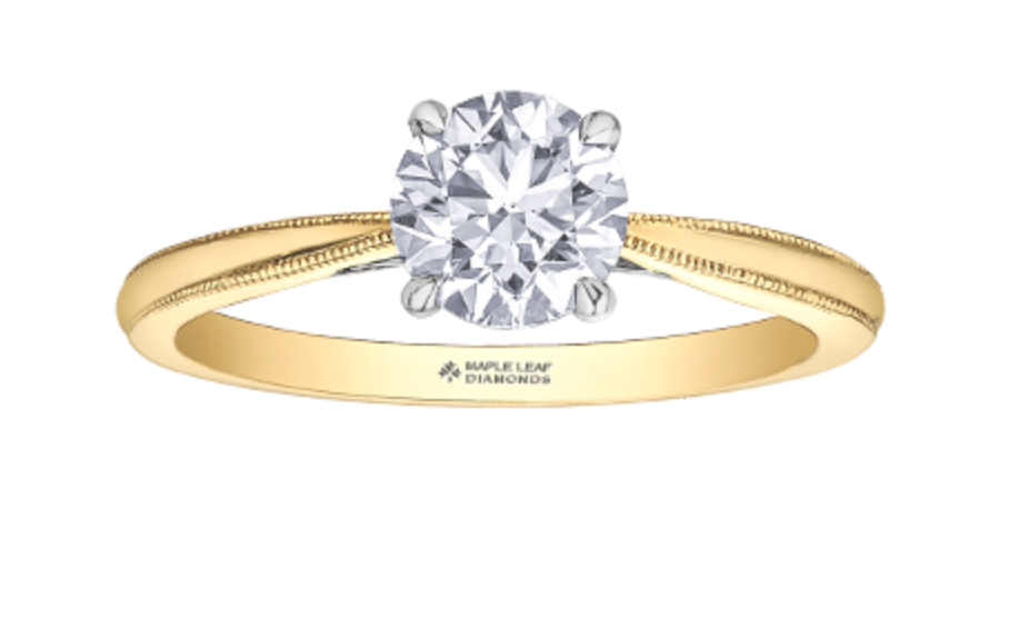 18K White Gold/Palladium Alloy (hypoallergenic) Round Brilliant Milled Edge Diamond Ring