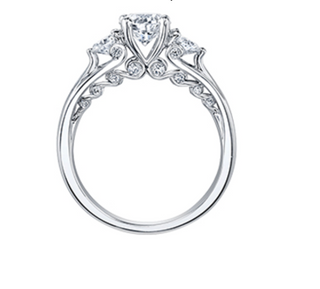 Anillo de oro blanco de 18 quilates/aleación de paladio (hipoalergénico) de 0,82 a 1,35 quilates con diamante redondo brillante de 3 piedras