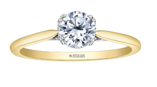 Anillo de diamante solitario brillante redondo de aleación de paladio/oro amarillo de 18 quilates (hipoalergénico)