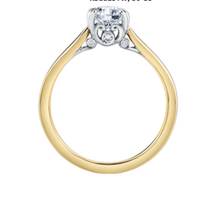 Anillo de diamante solitario brillante redondo de aleación de paladio/oro amarillo de 18 quilates (hipoalergénico)