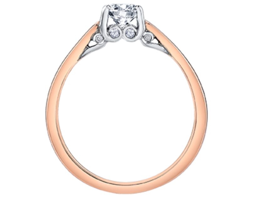 Anillo de diamante solitario brillante redondo de aleación de paladio y oro rosa de 18 quilates (hipoalergénico)