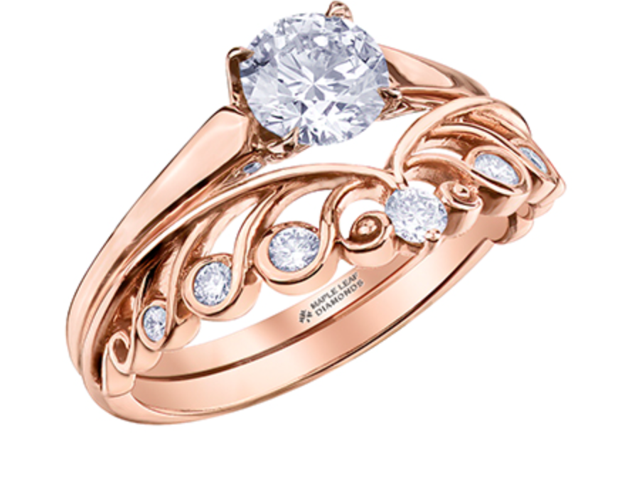 Anillo de diamante solitario brillante redondo de aleación de paladio y oro rosa de 18 quilates (hipoalergénico)