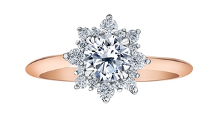 Anillo de diamantes estilo halo brillante redondo de 1,02 quilates en oro rosa de 18 quilates y aleación de paladio (hipoalergénico)