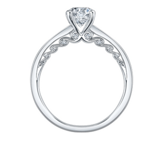 Anillo de diamantes redondos brillantes (hipoalergénicos) en oro blanco de 18 quilates y aleación de paladio