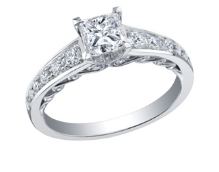 Anillo de oro blanco de 18 quilates/aleación de paladio (hipoalergénico) con diamantes redondos brillantes de 1,32 quilates
