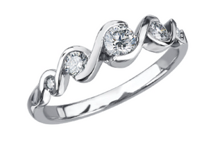Anillo de oro blanco de 14 quilates con diamantes redondos brillantes de 0,40 quilates