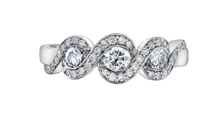 Anillo de oro blanco de 18 quilates/aleación de paladio (hipoalergénico) de 0,60 a 1,00 quilates con diamantes redondos brillantes y múltiples piedras.