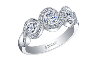 Anillo de oro blanco de 18 quilates/aleación de paladio (hipoalergénico) de 0,60 a 1,00 quilates con diamantes redondos brillantes y múltiples piedras.