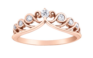 Anillo de oro rosa de 14 quilates con diamantes redondos brillantes de 0,18 quilates