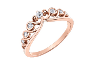Anillo de oro rosa de 14 quilates con diamantes redondos brillantes de 0,18 quilates