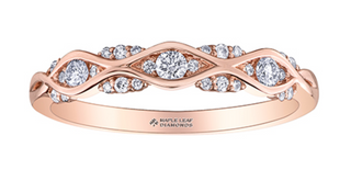 Anillo de oro rosa de 14 quilates con diamantes redondos brillantes de 0,22 quilates