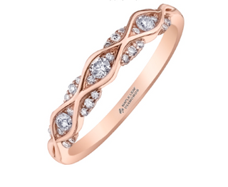 Anillo de oro rosa de 14 quilates con diamantes redondos brillantes de 0,22 quilates
