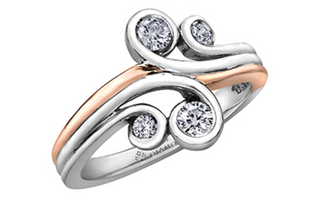 Anillo de diamantes de 0,34 quilates en oro blanco y rosa de 14 k, talla 6,5
