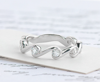 Anillo de diamantes de 0,42 quilates en oro blanco de 14 k, talla 6,5