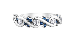 Anillo de oro blanco de 14 k con diamantes y zafiro de 0,36 quilates, talla 6,5