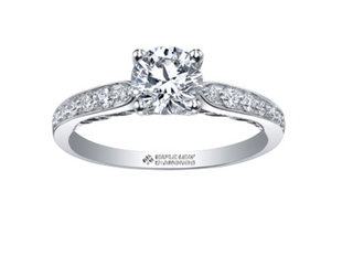 Anillo de oro blanco de 18 quilates/aleación de paladio (hipoalergénico) con diamantes redondos brillantes de 1,12 quilates