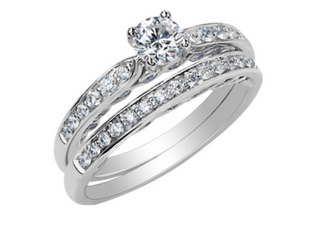 Anillo de oro blanco de 18 quilates/aleación de paladio (hipoalergénico) con diamantes redondos brillantes de 0,65 quilates