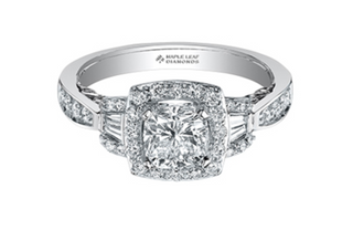 Anillo de diamantes con halo de talla cojín de 0,91-1,52 quilates en oro blanco de 18 quilates y aleación de paladio (hipoalergénico)