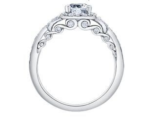 Anillo de diamantes con halo de talla cojín de 0,91-1,52 quilates en oro blanco de 18 quilates y aleación de paladio (hipoalergénico)