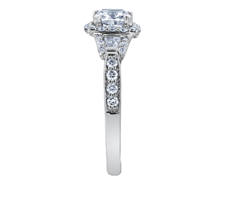 Anillo de diamantes con halo de talla cojín de 0,91-1,52 quilates en oro blanco de 18 quilates y aleación de paladio (hipoalergénico)