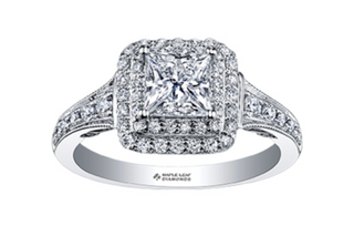 Anillo de diamantes con halo doble en forma de princesa de 0,65 a 1,50 quilates en oro blanco de 18 quilates y aleación de paladio (hipoalergénico)