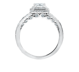 Anillo de diamantes con halo doble en forma de princesa de 0,65 a 1,50 quilates en oro blanco de 18 quilates y aleación de paladio (hipoalergénico)