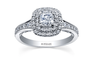 Anillo de diamantes con doble halo de talla cojín de 0,65 a 1,50 quilates (hipoalergénico) en oro blanco de 18 quilates y aleación de paladio