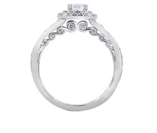Anillo de diamantes con doble halo de talla cojín de 0,65 a 1,50 quilates (hipoalergénico) en oro blanco de 18 quilates y aleación de paladio