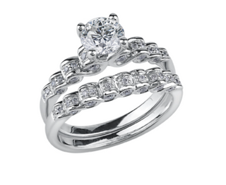 Anillo de diamantes redondos brillantes con múltiples piedras de oro blanco de 18 quilates y aleación de paladio (hipoalergénico) de 0,75 a 1,15 quilates
