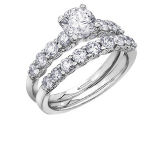 Anillo de diamantes redondos brillantes con múltiples piedras de oro blanco de 18 quilates y aleación de paladio (hipoalergénico) de 0,80 a 1,70 quilates