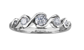 Anillo de oro blanco de 14 quilates con diamantes redondos brillantes de 0,40 quilates